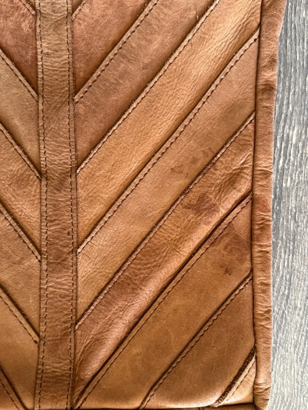 Handmade Genuine Leather Camel Chevron Crossbody Bag Purse Boho Western Festival - Picture 7 of 12